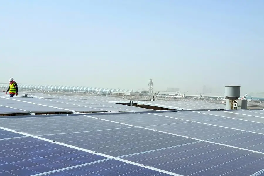 <p>Photo used for illustrative purpose only. A 15,000 panel solar array at DXB&rsquo;s Terminal 2, the largest at any airport in the Middle East. Image Courtesy: Dubai Airports</p>\\n