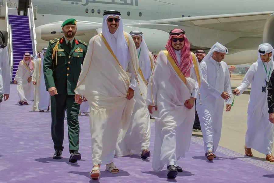 أمير قطر تميم بن حمد يصل السعودية لحضور القمة العربية، 19 مايو 2023، AFP