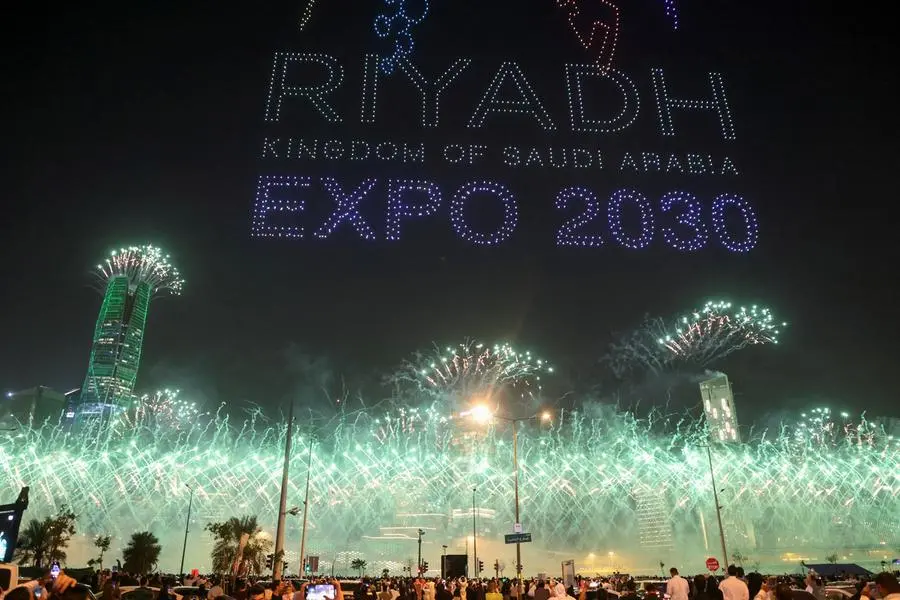 People watch fireworks and a light show, as Saudi Arabia celebrates winning its bid to host the World Expo 2030, in Riyadh, Saudi Arabia, November 28, 2023. REUTERS/Ahmed Yosri. , Reuters