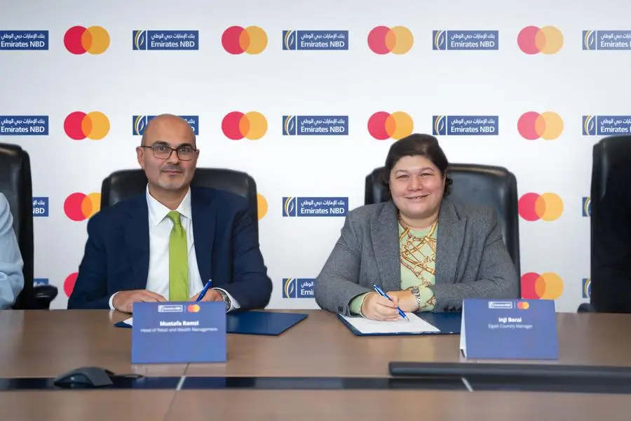 Mastercard and Emirates NBD-Egypt agreement signing ceremony. Image Courtesy: Mastercard