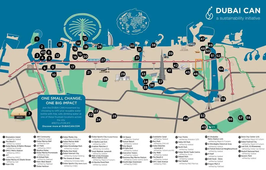 Dubai Can has placed 50 public water stations in strategic locations across the city, including parks and popular tourist destinations, which have dispensed almost 9 million litres of water. Image Courtesy: Dubai Department of Economy and Tourism (DET)