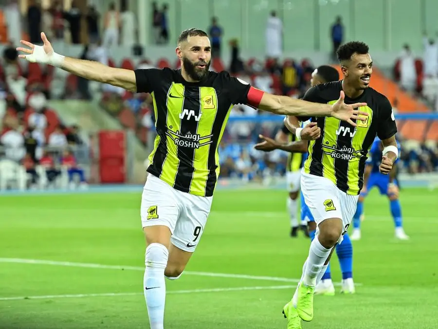 French striker Karim Benzema playing in the Al Ittihad vs Al Hilal match. Image supplied