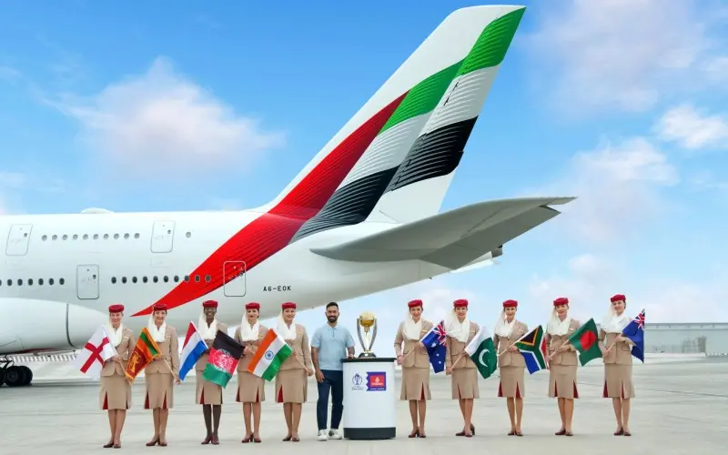 Emirates is screening the match live on board. Image supplied