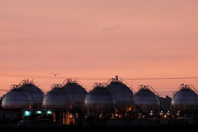 A plant\\'s gas tanks are seen during sunset along a highway of Alexandria, Egypt September 26, 2021. Amr Abdallah Dalsh, Reuters Image used for illustrative purpose , Reuters Images