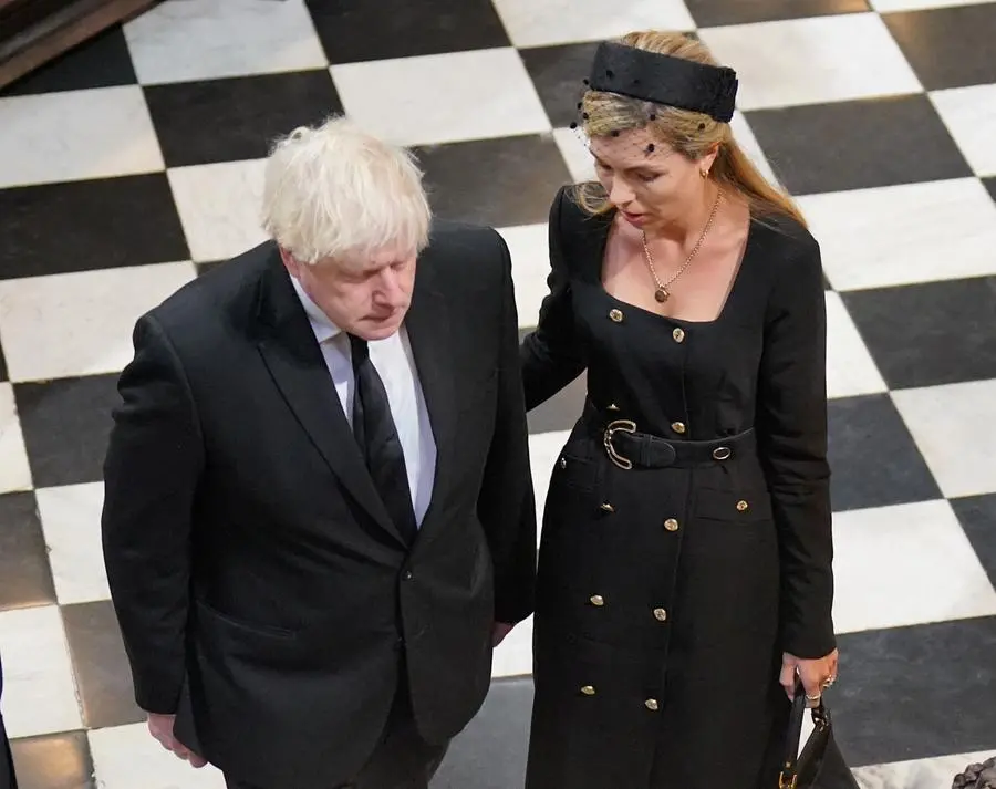 Former prime minister Boris Johnson  and his wife Carrie Johnson at the State Funeral of Queen Elizabeth II, held at Westminster Abbey, London. Picture date: Monday September 19, 2022. PA Photo.  Dominic Lipinski/Pool via REUTERS    POOL/Pool via REUTERS