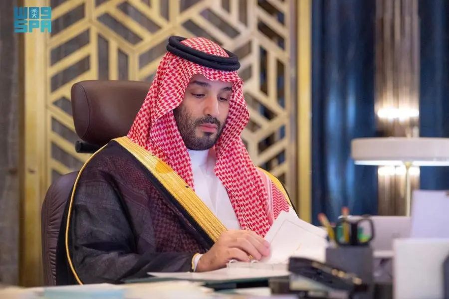 Saudi Crown Prince, Mohammed bin Salman attends a virtual cabinet meeting from his office in Jeddah, Saudi Arabia, May 28, 2024. Saudi Press Agency/Handout via REUTERS