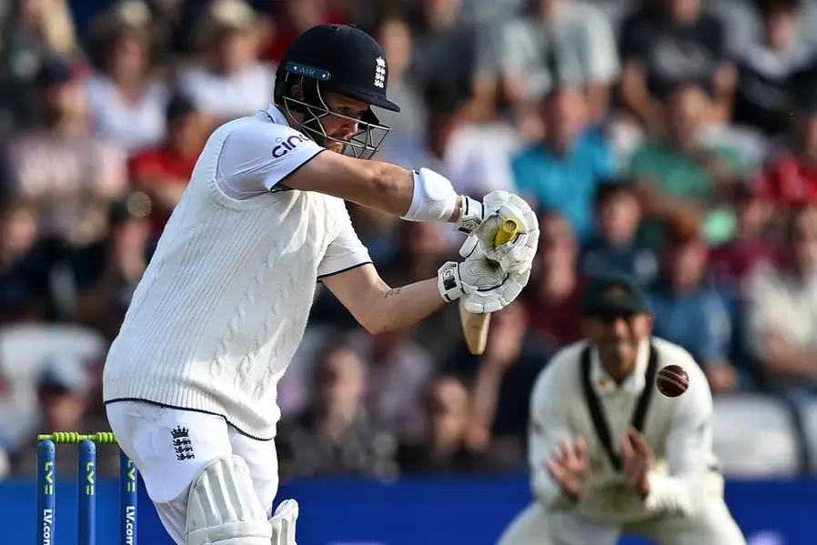 England\\'s Ben Duckett plays a shot on day three of the third Ashes cricket Test match between England and Australia at Headingley cricket ground in Leeds, northern England on July 8, 2023. (Photo by Paul ELLIS / AFP)