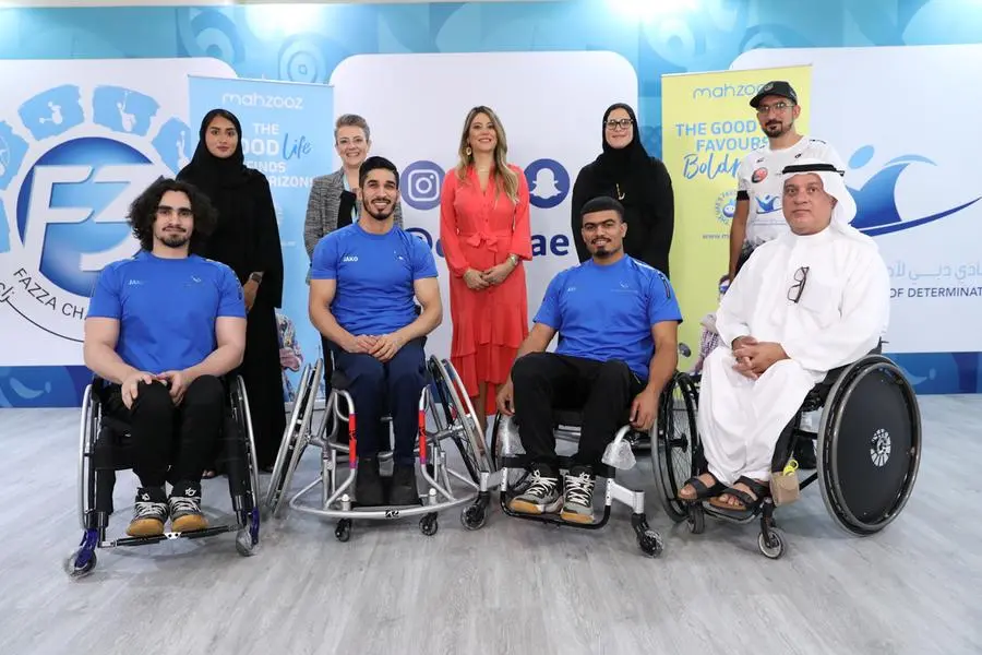 Suzan Kazzi Head of Communications&CSR and Pamela Cordina from Mahzooz with DCD Athletes. Image Courtesy: Mahzooz