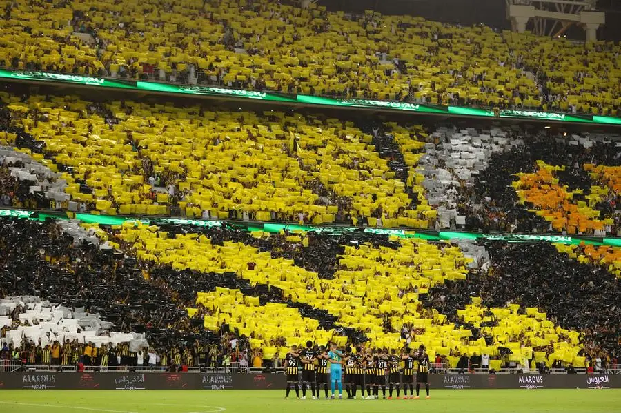 Doha, Qatar. 20th Apr, 2016. Fhad Almuwallad of Saudi Arabia's Al-Ittihad  celebrates after scoring the second goal against Iran's Foolad Mobarakeh  Sepahan during the AFC Asian Champions League Group A match in