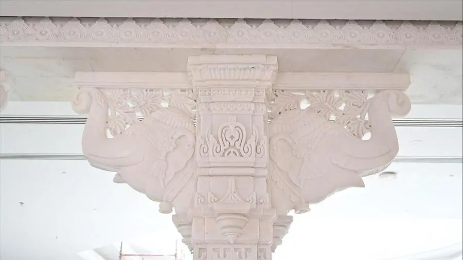 Hand carved marble pillars at the temple.\\nImage courtesy Khaleej Times