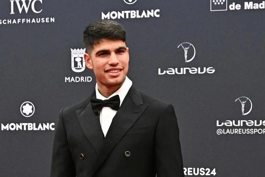 Spanish tennis player Carlos Alcaraz poses on the Red Carpet ahead of the 25th Laureus World Sports Awards gala in Madrid on April 22, 2024. (Photo by JAVIER SORIANO / AFP) , Agence France-Presse (AFP)/AFP