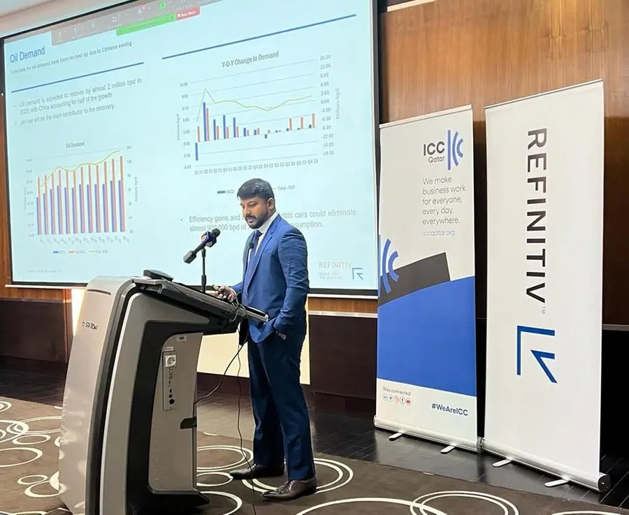 Ranjith Raja, Head of EMEA Oil & Shipping Research, Refinitiv at the ICC Qatar event. Photo by: Seban Scaria / Zawya.com