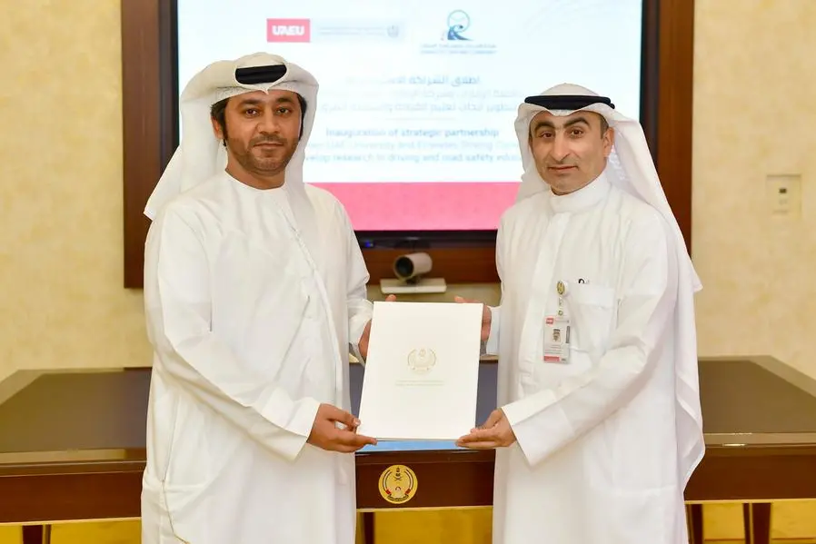 Launch of strategic partnership between UAE University and Emirates Driving Company. Image Courtesy: UAE University