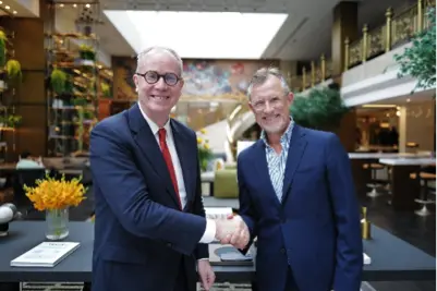 <p>Joint venture between Conduit House and H World International. To the left: Grant Healy, Chief Executive Officer Conduit House. To the right: Oliver Bonke, Chief Executive Officer H World International &copy; Steigenberger Hotels GmbH</p>\\n