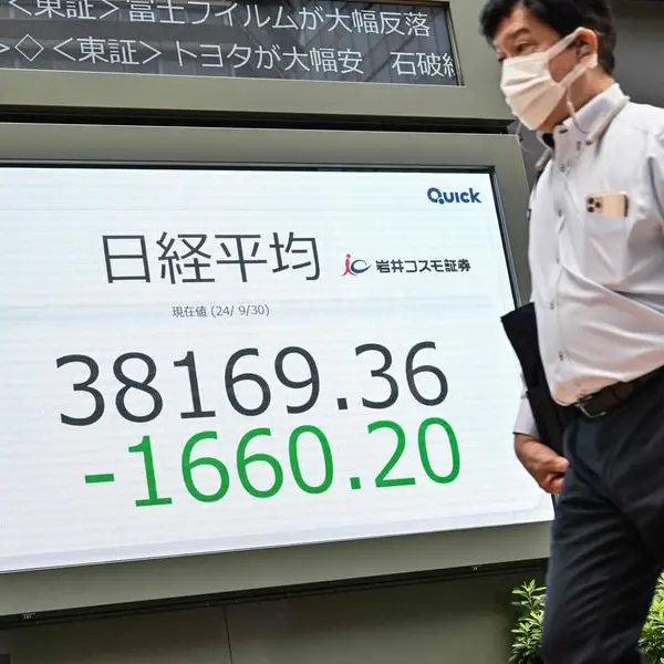 Tokyo stocks end with third-biggest loss this year