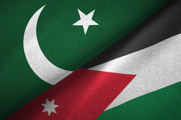 Pakistan and Jordan two folded flags together. Getty Images Image used for illustrative purpose.