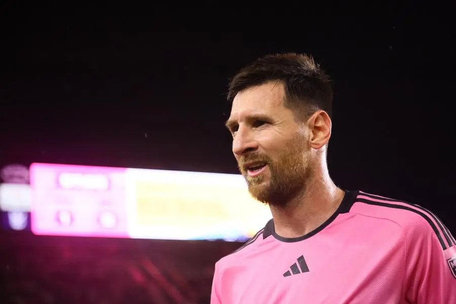 May 29, 2024; Fort Lauderdale, Florida, USA; Inter Miami CF forward Lionel Messi (10) looks on against Atlanta United during the second half at Chase Stadium. Mandatory Credit: Sam Navarro-USA TODAY Sports
