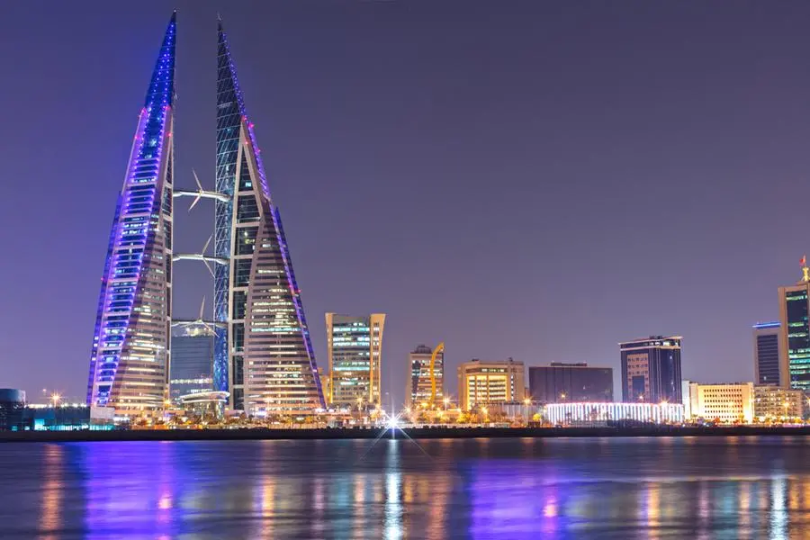 View of world trade center and skyline of manama in kingdom of Bahrain. Getty Images Image used for illustrative purpose