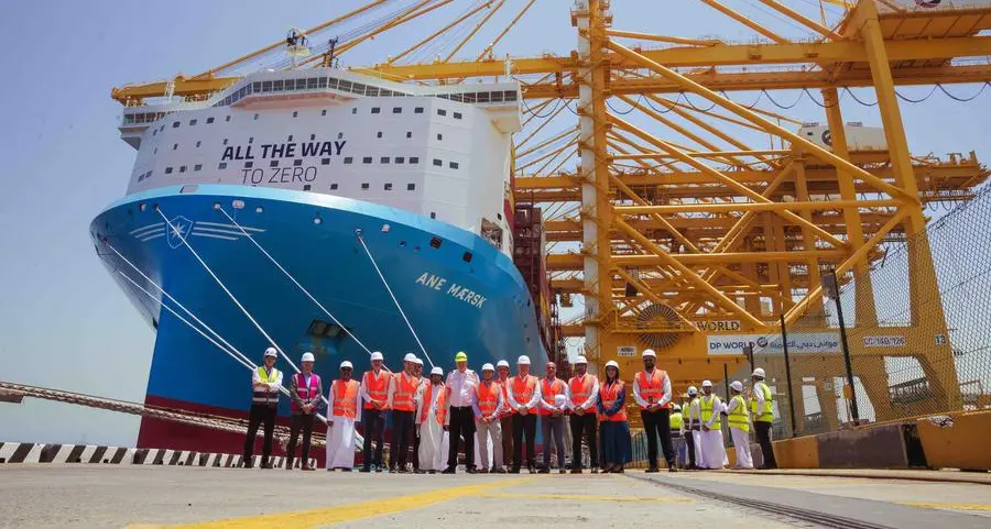 Ane Maersk, the world’s first large green methanol-enabled vessel, makes her first call in Dubai at DP World, Jebel Ali