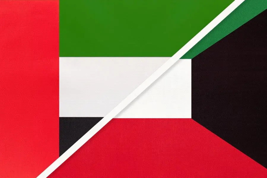 United Arab Emirates or UAE and Kuwait flags. Getty Images Image used for illustrative purpose. , Getty Images