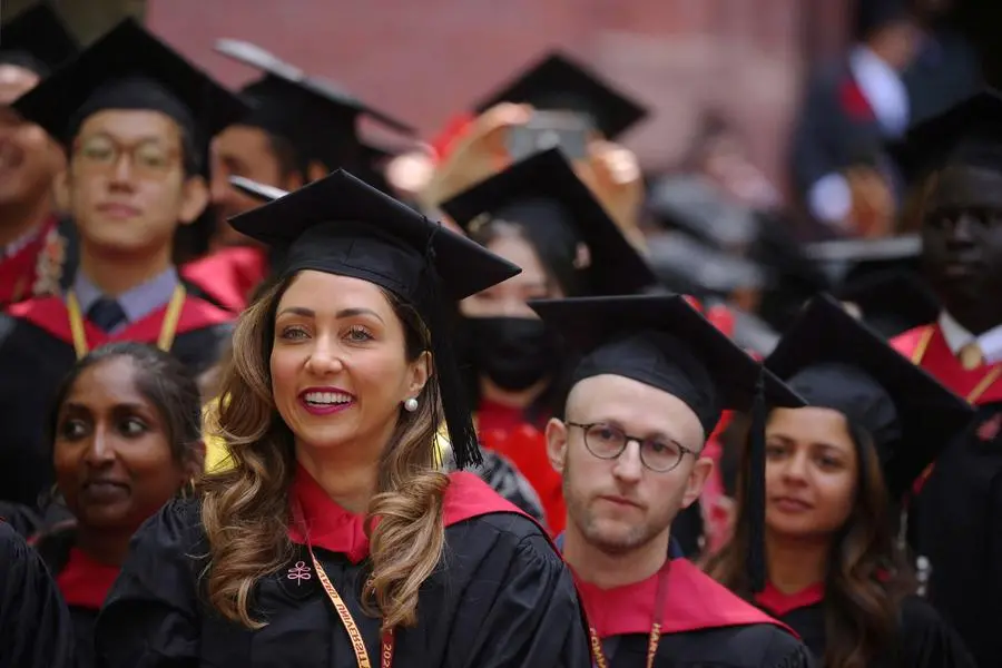 FILE PHOTO: Students from the School of Public Health listen as they graduate during Harvard University\\'s 371st Commencement Exercises in Cambridge, Massachusetts, U.S., May 26, 2022. REUTERS/Brian Snyder/File Photo , Reuters/REUTERS