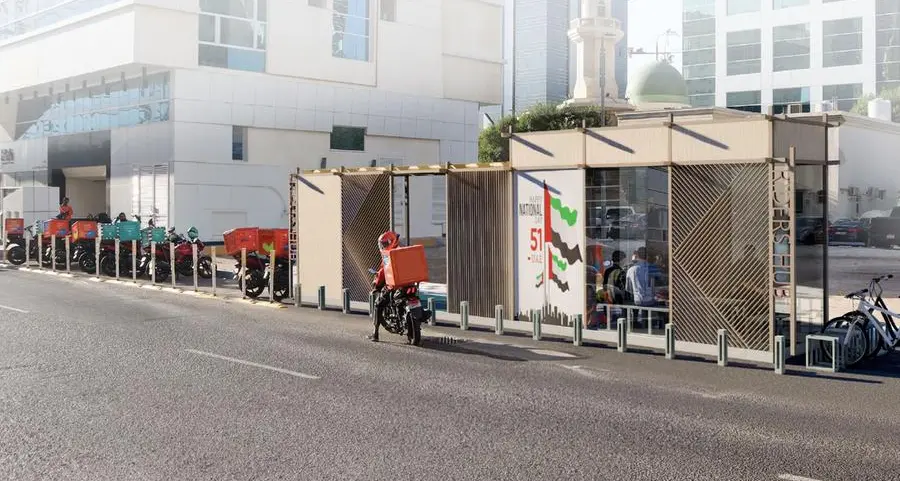 Abu Dhabi provides covered rest areas for motorcycle delivery drivers