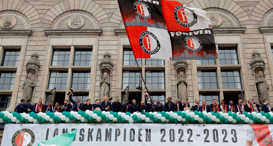 Feyenoord fans pack centre of Rotterdam to celebrate league title