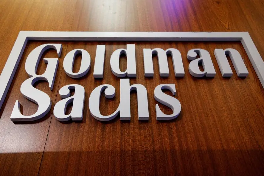 FILE PHOTO: The Goldman Sachs company logo is on the floor of the New York Stock Exchange (NYSE) in New York City, U.S., July 13, 2021. REUTERS/Brendan McDermid/File Photo , Reuters