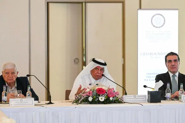 HE Abdullah bin Hamad Al-Attiyah, Chairman of the Board of Trustees at the Al-Attiyah Foundation, chairing the Foundation\\u2019s First CEO Roundtable of 2024. Image courtesy: The Al-Attiyah Foundation