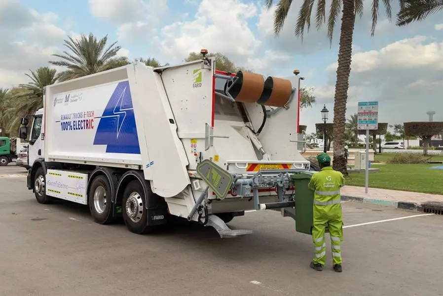 <p>Tadweer has deployed the Renault-made electric truck to collect household waste in Abu Dhabi</p>\\n , Al Masaood/MSL