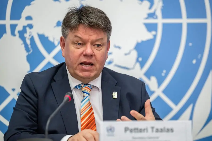 World Meteorological Organization (WMO) secretary-general Petteri Taalas speaks during a press conference launching its annual climate overview, in Geneva, on April 21, 2023. - The world\\'s glaciers melted at dramatic speed last year and saving them is effectively a lost cause, the United Nations reported as climate change indicators once again hit record highs. (Photo by Fabrice COFFRINI / AFP) , Agence France-Presse (AFP)/AFP