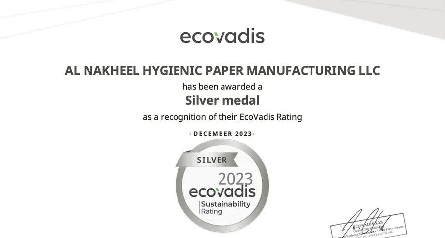Fine Hygienic Holding celebrates EcoVadis Silver rating awarded to Al Nakheel Hygienic Paper Manufacturing