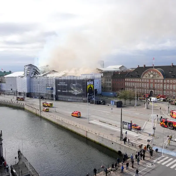 Fire breaks out at Copenhagen's historic stock exchange, spire collapses