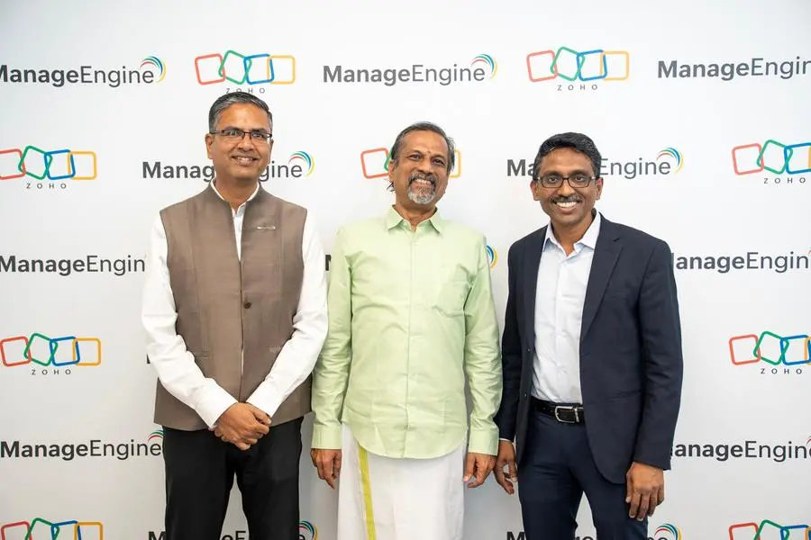 <p>(Left to Right) Rajesh Ganesan, President at ManageEngine; Sridhar Vembu, Founder and CEO, Zoho Corporation; Hyther Nizam, President MEA at Zoho Corporation</p>\\n