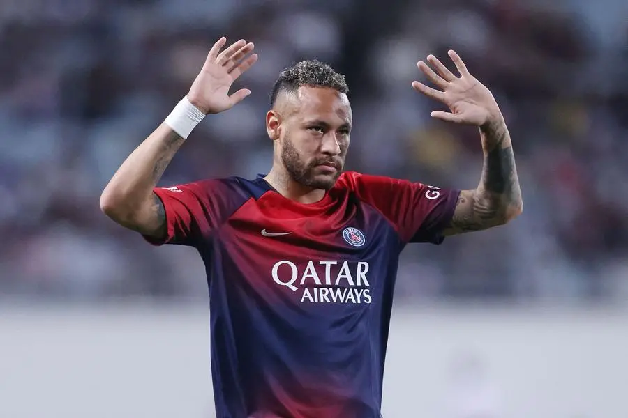 (FILES) Paris Saint-Germain\\'s Neymar Jr waves to the crowd during a warm down following the friendly football match between France\\'s Paris Saint-Germain and Saudi Arabia\\'s Al-Nassr at Nagai Stadium in Osaka on July 25, 2023. Brazilian striker Neymar is \"probably about to leave\" Paris Saint-Germain (PSG), a source close to the negotiations told AFP on August 13, 2023, referring to an offer from Saudi Arabia. (Photo by PAUL MILLER / AFP) , Agence France-Presse (AFP)/AFP