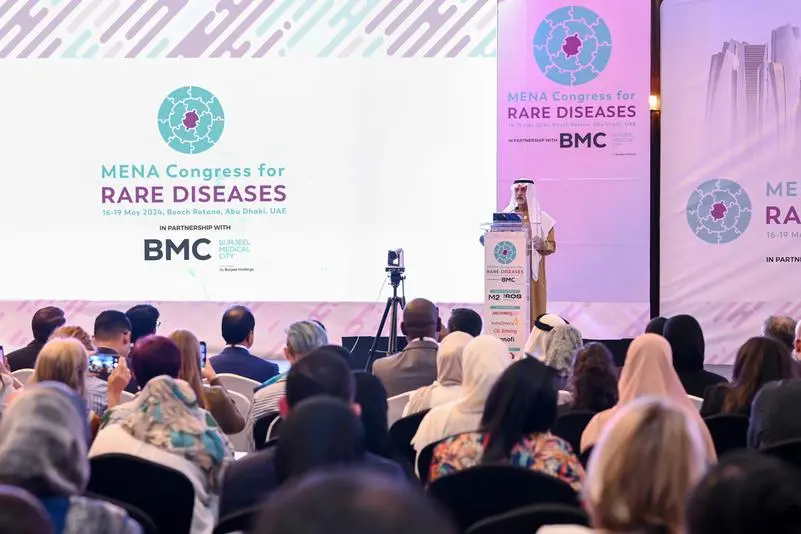 <p>H E Sheikh Nahyan bin Mubarak Al Nahyan addressing the gathering at MENA Congress for Rare Diseases in Abu Dhabi</p>\\n