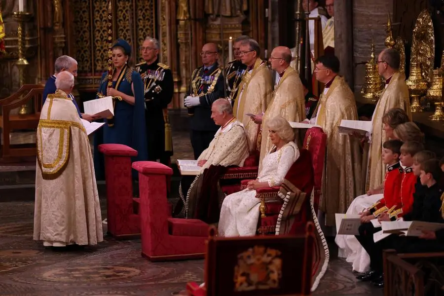 Britain's King Charles during his coronation ceremony in Westminster Abbey, in London, Britain May 6, 2023.  RICHARD POHLE/Pool via REUTERS