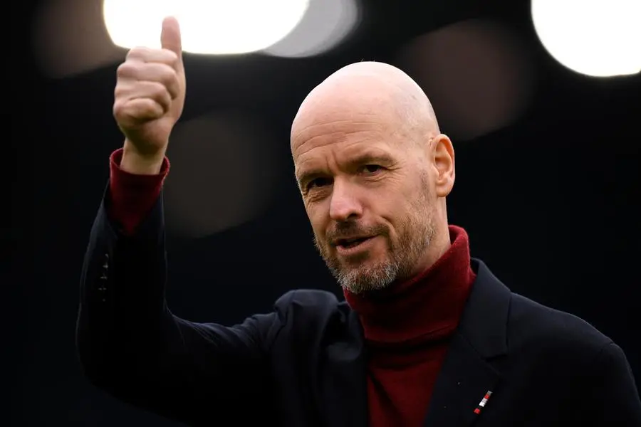 Manchester United\\'s Dutch manager Erik ten Hag gestures as he checks out the conditions ahead of the English Premier League football match between Leeds United and Manchester United at Elland Road in Leeds, northern England on February 12, 2023. (Photo by Oli SCARFF / AFP) / RESTRICTED TO EDITORIAL USE. NO USE WITH UNAUTHORIZED AUDIO, VIDEO, DATA, FIXTURE LISTS, CLUB/LEAGUE LOGOS OR \\'LIVE\\' SERVICES. ONLINE IN-MATCH USE LIMITED TO 120 IMAGES. AN ADDITIONAL 40 IMAGES MAY BE USED IN EXTRA TIME. NO VIDEO EMULATION. SOCIAL MEDIA IN-MATCH USE LIMITED TO 120 IMAGES. AN ADDITIONAL 40 IMAGES MAY BE USED IN EXTRA TIME. NO USE IN BETTING PUBLICATIONS, GAMES OR SINGLE CLUB/LEAGUE/PLAYER PUBLICATIONS. - RESTRICTED TO EDITORIAL USE. No use with unauthorized audio, video, data, fixture lists, club/league logos or \\'live\\' services. Online in-match use limited to 120 images. An additional 40 images may be used in extra time. No video emulation. Social media in-match use limited to 120 images. An additional 40 images may be used in extra time. No use in betting publications, games or single club/league/player publications. / , AFP