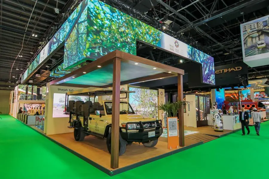 Sharjah\\u2019s pavilion, overseen by the Sharjah\\'s Commerce and Tourism Development Authority (SCTDA), during its participation in Arabian Travel Market (ATM) 2023. Image Courtesy: Sharjah\\'s Commerce and Tourism Development Authority (SCTDA)