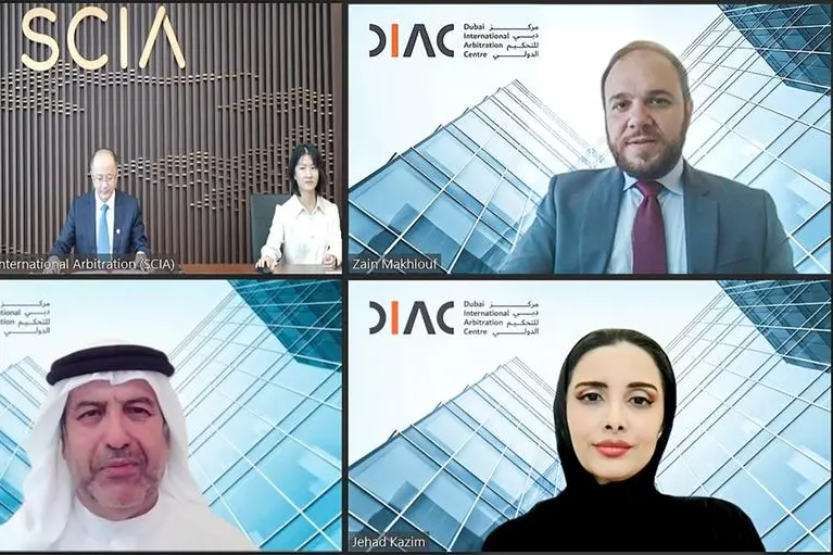 DIAC and Shenzhen Court of International Arbitration virtual meeting. Image Courtesy: DIAC