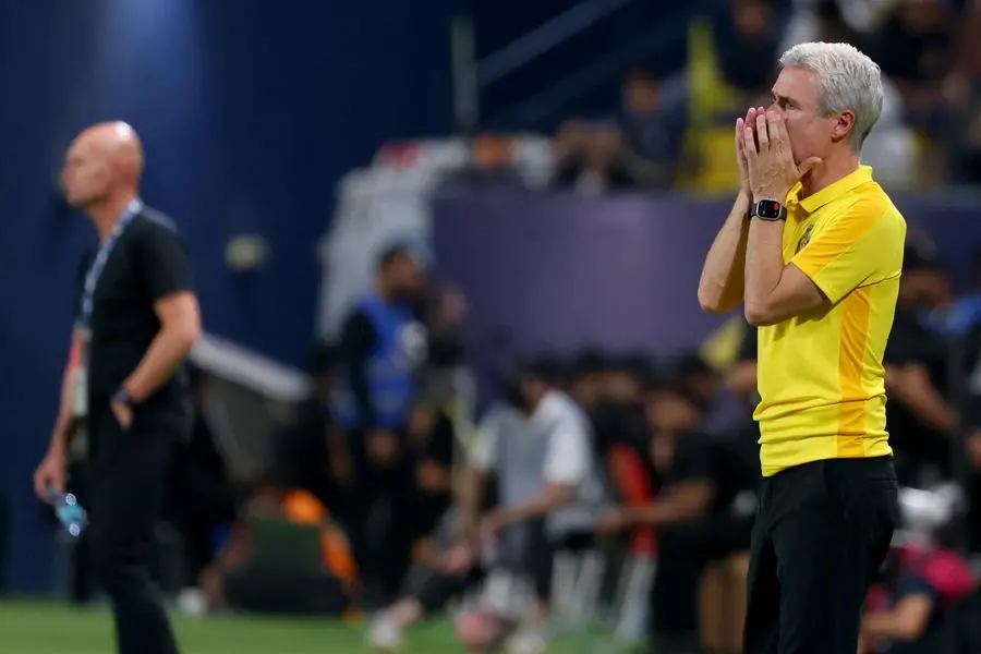 Shabab\\'s Dutch coach Marcel Keizer (L) looks on as Nassr\\'s Portuguese coach Luis Castro (R) instructs his team during the Saudi Pro League football match between Al-Nassr and Al-Shabab in Riyadh\\'s Al-Awal Park Stadium on August 29, 2023. (Photo by Fayez NURELDINE / AFP) , Agence France-Presse (AFP)