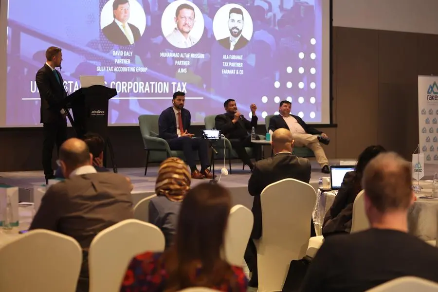 Tax and financial experts addressing RAKEZ clients during a seminar on understanding UAE corporate tax. Image Courtesy: RAKEZ
