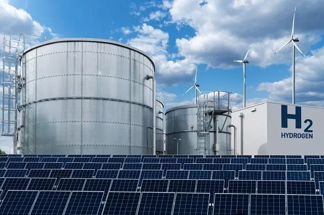 Concept rendition of hydrogen facility - Hydrogen production from renewable energy sources , Getty Images/iStockphoto