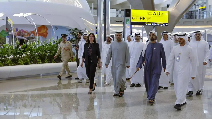 Mohammed bin Rashid visits Zayed International Airport in Abu Dhabi