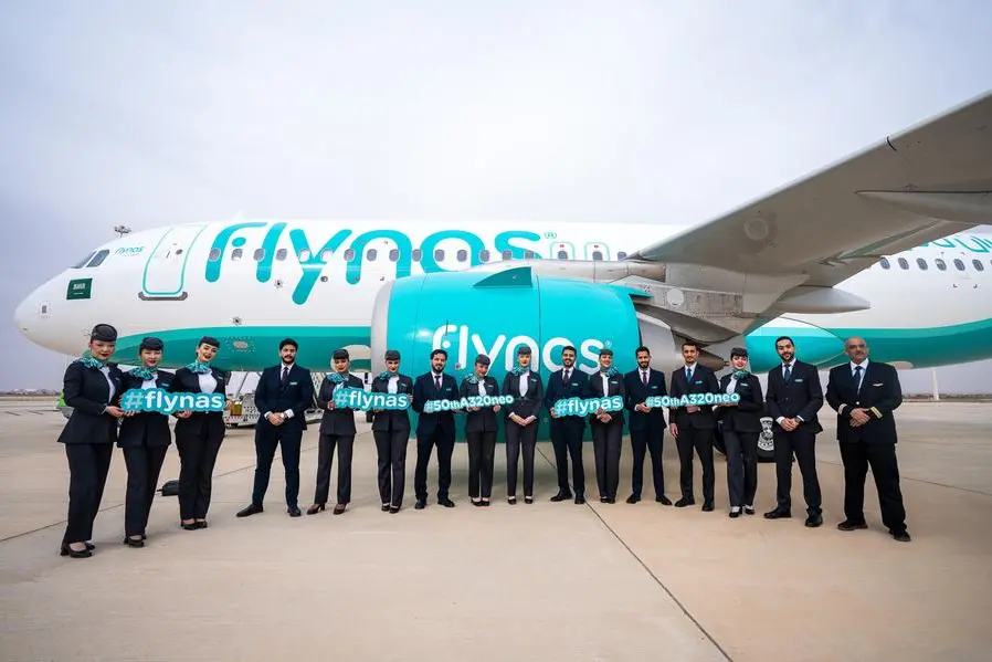 <p>Flynas celebrates taking delivery of the 50th aircraft out of an order for 120 A320neo aircraft from Airbus</p>\\n