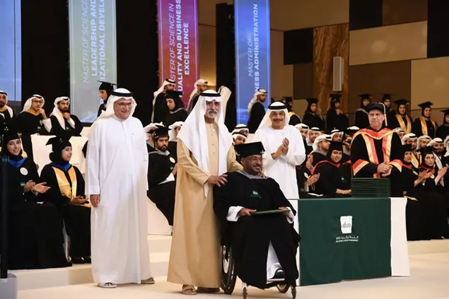 <p>Nahyan bin Mubarak attends the Abu Dhabi School of Management&rsquo;s 2024 graduation ceremony</p>\\n