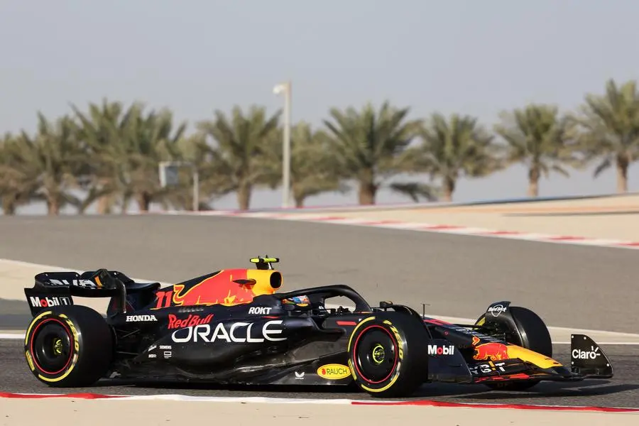 Red Bull\\'s Mexican driver Sergio Perez drives during the third day of Formula One pre-season testing at the Bahrain International Circuit in Sakhir, on February 25, 2023. (Photo by Giuseppe CACACE / AFP) , Agence France-Presse (AFP)/AFP