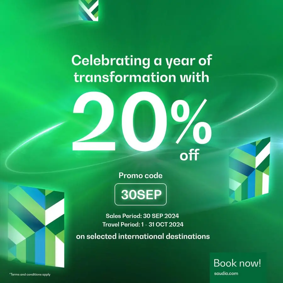 Saudia announces 20% discount promotion