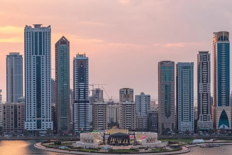 Sharjah,UAE - February 10: The view of Sharjah Skyline at Sunset on february 10, 2019 in Sharjah, United Arab Emirates. (Photo by Rustam Azmi/Getty Images) , Getty Images