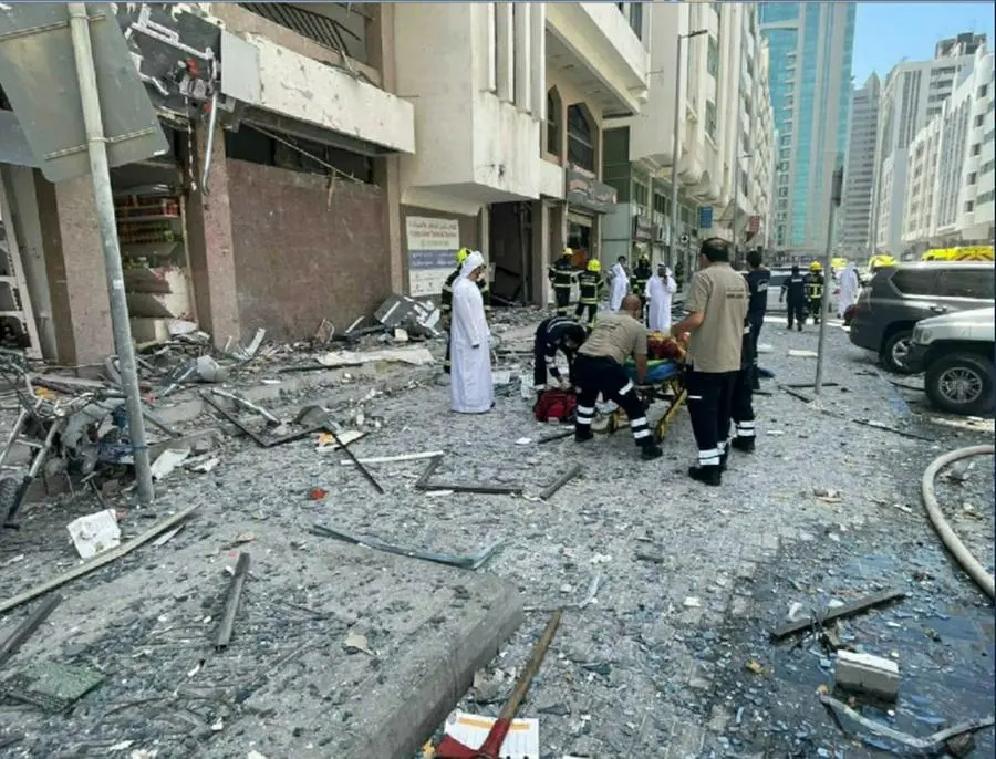 The explosion in Abu Dhabi's Al Khalidiya area caused material damage to shops as well as to the facades of six buildings. Image courtesy the Twitter handle of Abu Dhabi Police.